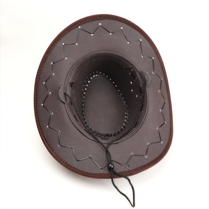 Cappello da cowboy marrone scuro con cordino regolabile e finitura opaca per la protezione solare
