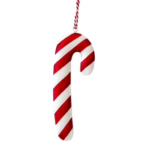 Klassischer rot-weiß gestreifter Metall-Zuckerstangen-Anhänger mit Kordel für Weihnachtsbaum