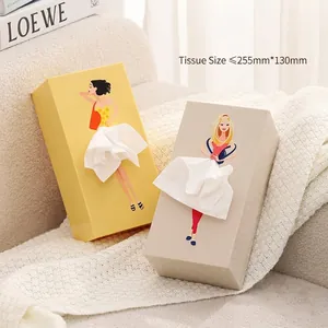 Boîte à mouchoirs créative fille de dessin animé pour rangement et déco de bureau chic