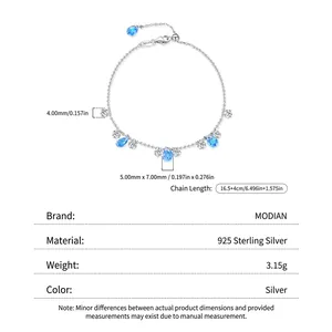 Elegantes S925 Sterlingsilber Armband mit blauem Tropfen-Edelstein und Zirkonia-Steinen