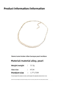 Détail du collier de perles baroques et fragments d'argent avec chaîne d'extension