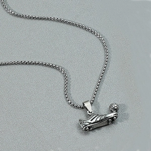 Hip hop silver soccer cleat pendant necklace for men with durable box chain link