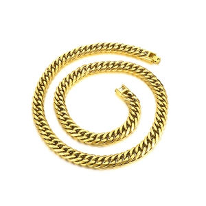 Classic 12mm golden Cuban link chain necklace for men made of polished titanium steel