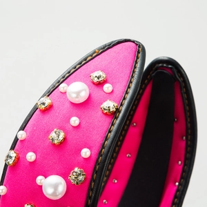 Serre-tête baroque noué rose avec perles blanches et strass brillants pour femmes