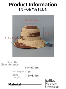 Guida alle taglie del cappello di paglia in rafia con misure della tesa e cupola