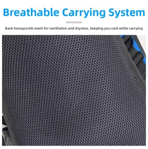 Detail of outdoor backpack with breathable honeycomb mesh back system for ventilation