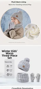 Kids winter set detail showing warm thick plush lining and soft knitted texture