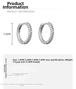 Spécifications de taille pour boucles d'oreilles créoles avec pavage de zircons 3A