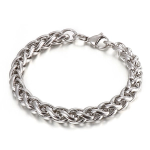 Polished silver stainless steel hip hop dragon bone bracelet with secure lobster clasp