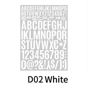 Close-up of white waterproof vinyl letter and number stickers for mailboxes or cars