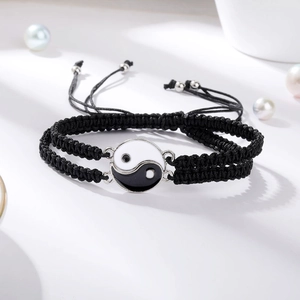 Handgefertigtes Tai-Chi-Armband mit Yin-Yang-Anhänger und verstellbarer Kordel