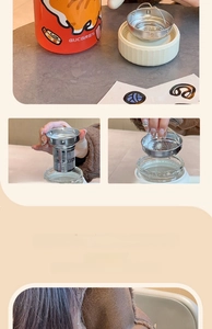 Detail of 304 stainless steel tea filters and 1100ml large capacity glass cup with handle
