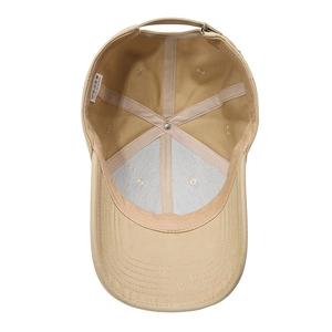 Unisex khaki baseball cap with adjustable metal buckle and durable canvas panels