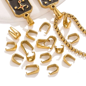 Stainless Steel Pendant Pinch Bail Thick Polished Gold Plated Connector For DIY Jewelry Making Necklace Hook Accessory