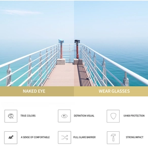 Detail view of UV400 protection and color restoration features for oversized sunglasses