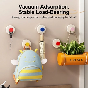 Colorful heavy duty vacuum suction hooks for home wall organization without drilling