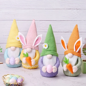 Easter Gnome Plush Doll Ornaments Faceless Dwarf With Bunny Ears Carrot Egg Desktop Holiday Home Decor Fabric