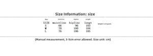 Detailed size chart for women's slim-fit top and straight pants set in centimeters