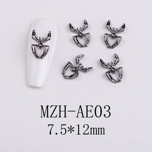 Macro shot of 7.5x12mm gunmetal alloy skull heart nail art charm for gothic styling
