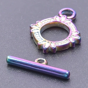 Macro di chiusura a scatto OT in acciaio inossidabile 304 placcato 18k finitura arcobaleno