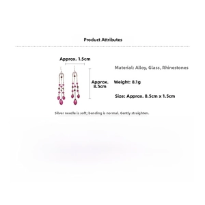 Détail de boucles d'oreilles pompon en cristal avec perles mauves et 8,5 cm