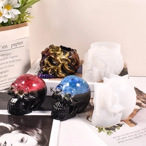 Stampo in silicone a teschio per candele, vasi di fiori e decorazioni in resina DIY