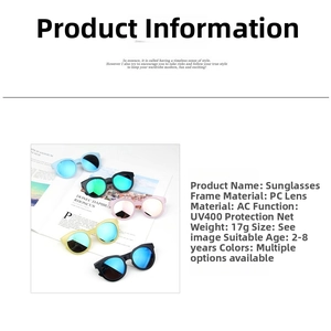 Detail of UV400 kids sunglasses in candy colors with PC frame and AC protective lenses