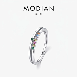 925 Sterling Silver Ring Colorful Rainbow Cubic Zirconia Dainty Hollow Band Minimalist Jewelry For Women