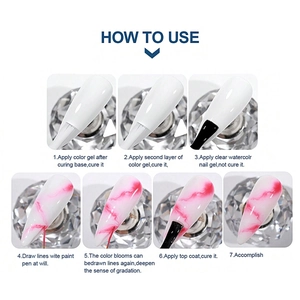 Step-by-step tutorial for gradient blush nail art using blooming gel and white polish