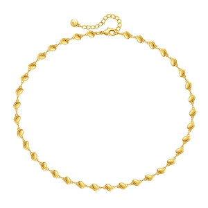 18K gold plated necklace featuring irregular oval geometric links with adjustable lobster clasp