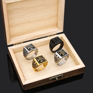 Men's vintage Viking Thor hammer rings with cross embossment and flame side texture