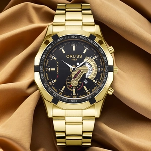 Men Quartz Watch Stainless Steel Chronograph Date Luminous Business Luxury Large Dial Wristwatch