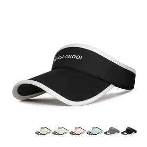 Women Sun Visor Hat Wide Brim Ice Satin Breathable UV Protection Outdoor Sports Adjustable Empty Top Letter Print