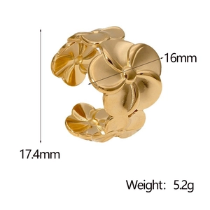 Detailansicht eines Goldblumenrings mit Maßen: 17,4 mm Höhe und 16 mm Breite