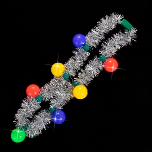 Christmas tinsel garland necklace with colorful LED glowing balls and green controller