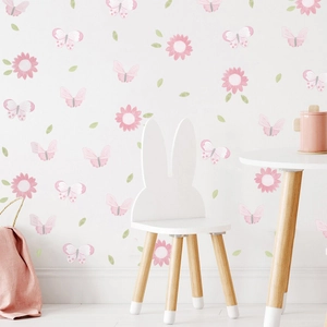 Colorful butterfly and flower wall stickers for nursery and children's room DIY decoration