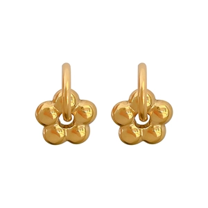 Polished gold flower drop earrings in titanium steel for a minimalist aesthetic