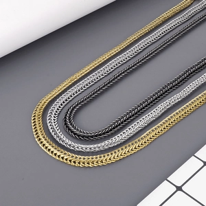 Three-color hiphop dragon bone chain necklaces in gold silver and black stainless steel