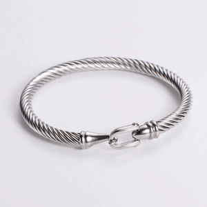 Bracciale a cavo intrecciato minimalista in acciaio inossidabile con chiusura a gancio