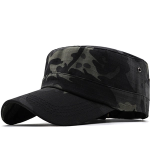 Camouflage Cadet Cap Flat Top Military Hat Breathable Cotton Polyester Tactical Outdoor Army Style For Men Women