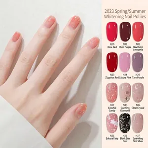 Peelable water-based nail polish set with vibrant colors and glitter finishes