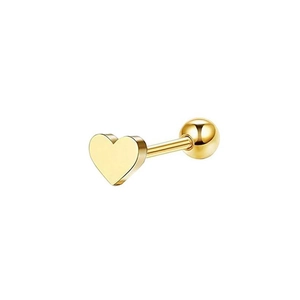 Gold stainless steel heart stud earrings with screw ball back minimalist jewelry