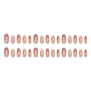 Pink cat-eye ombre almond press-on nails set with 30 pieces of shimmer faux nails