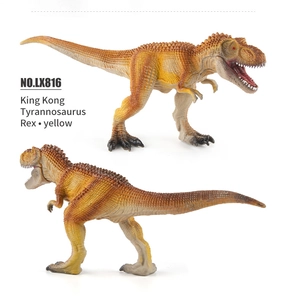 Vistas detalladas del juguete King Kong Tyrannosaurus Rex amarillo con texturas