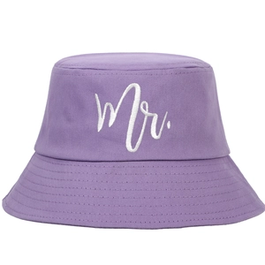 Chapeau bob en coton violet avec broderie Mr pour la protection solaire extérieure