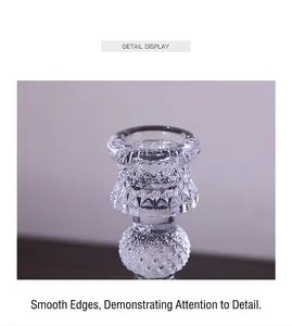 Detailed macro view of French style crystal glass candle holder showing diamond cut texture