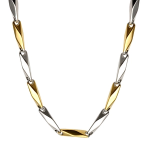 Stainless Steel Link Chain Necklace IP Gold Plated Two Tone High Polished Modern Fashion Accessory For Men Women