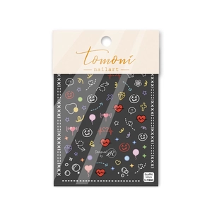 Detailed view of 5D embossed nail art stickers with graffiti hearts and stars packaging