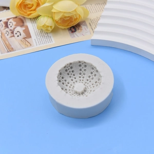 Round silicone shell mold for fondant chocolate and resin art with textured details