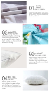 Detailed views of soft short-hair fabric, digital printing, and hidden metal zipper
